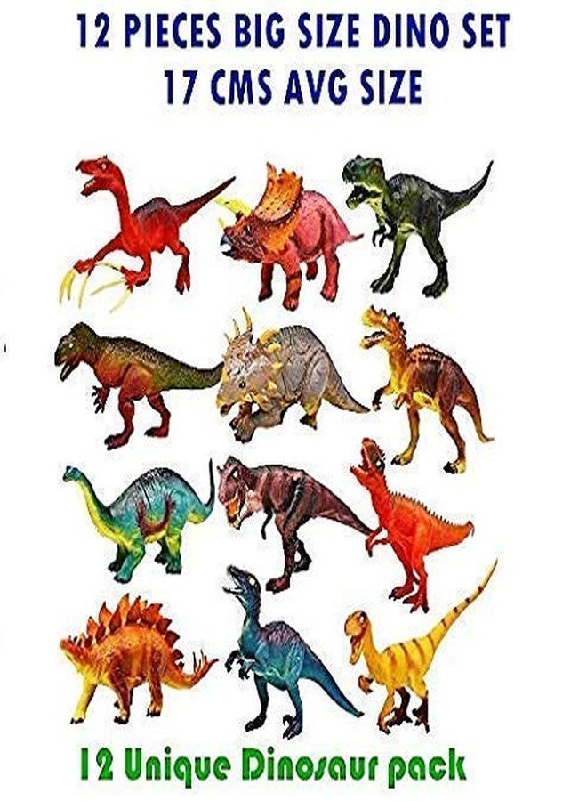 OANGO مجموعة أوانجو من 18 لعبة ديناصورات حيوانات برية مطاطية صغيرة ومتوسطة وكبيرة الحجم للأطفال من عمر سنتين إلى خمس سنوات، غير سامة (لعبة ديناصور) - Image 3